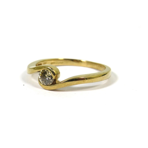 541 - 9ct Yellow Gold Ring set with a Central Diamond which measures approx 0.25pts.  Finger size 'O-5 to ... 