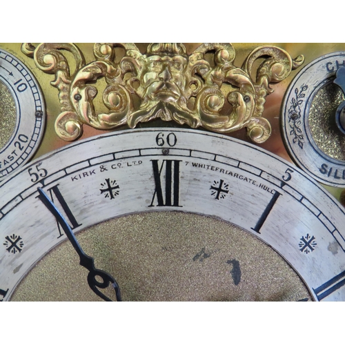 551 - Early 20th Century Oak Cased chiming Mantle Clock in Running order. Kirk & Co, Whitefriar Gate, Hull... 