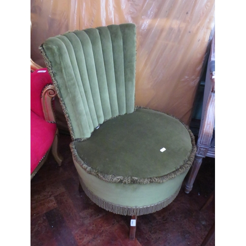 557 - Vintage Boudior Chair  in Green Velour upholstery. See photos.