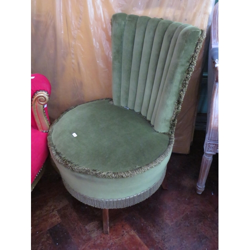 557 - Vintage Boudior Chair  in Green Velour upholstery. See photos.