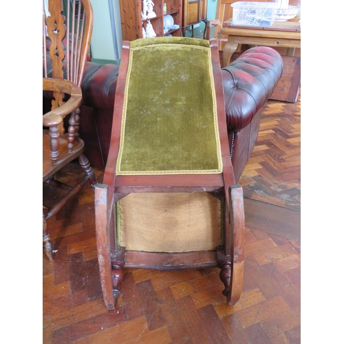 562 - Late 19th/Early 20th Century Upholstered Rocking chair with Mahogany Frame in good order. See photos... 