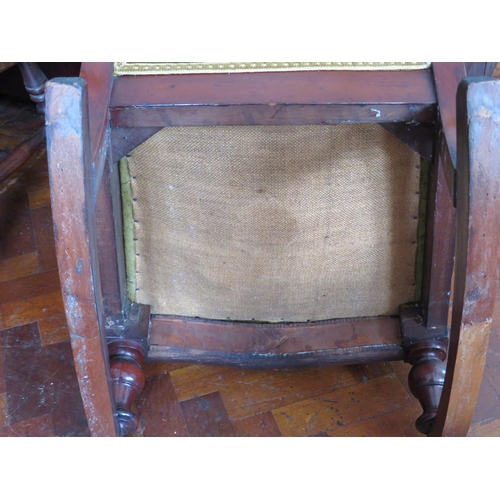 562 - Late 19th/Early 20th Century Upholstered Rocking chair with Mahogany Frame in good order. See photos... 