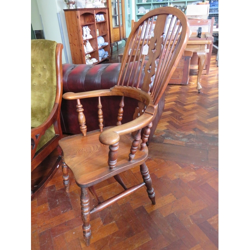 563 - Windsor Style Stick Back Chair with turned and pierced detail.  See photos.