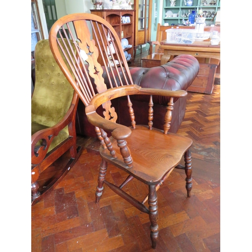 563 - Windsor Style Stick Back Chair with turned and pierced detail.  See photos.