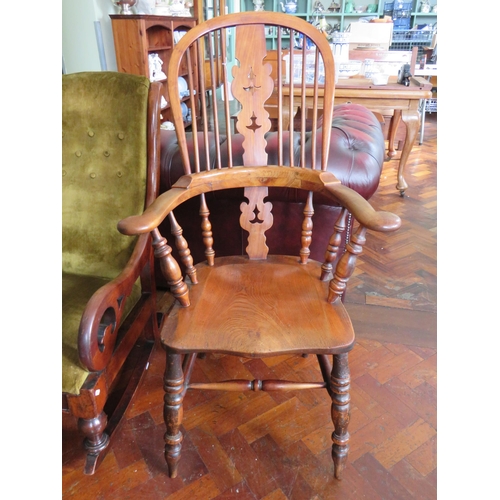 563 - Windsor Style Stick Back Chair with turned and pierced detail.  See photos.