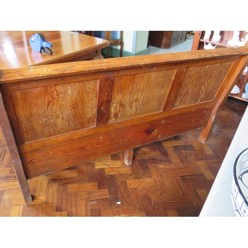 566 - Vintage Church three seater pew with prayer book cupboards below the seats.  H:38 x W:62 x D:18 inch... 