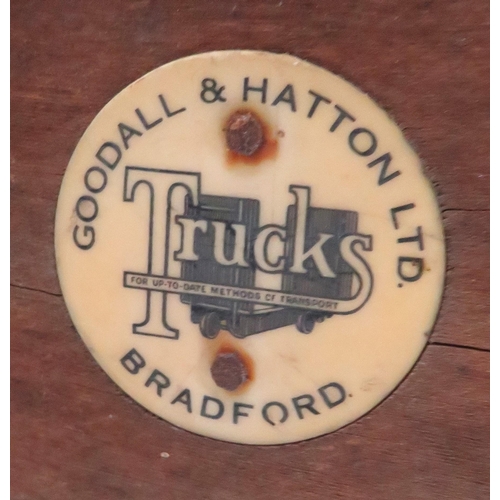 569 - Vintage Porters truck barrow by Goodall & Hatton ltd of Bradford, England.