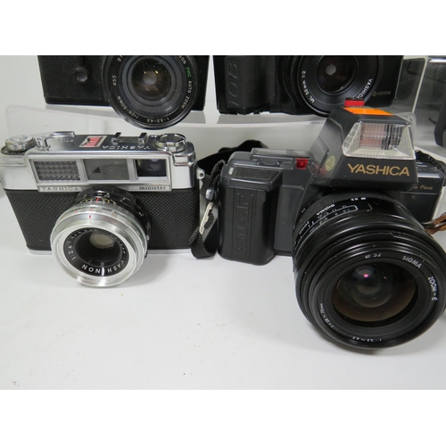 587 - Selection of Cameras by various makers to include Zenit, Yashica, Richoh . See photos.