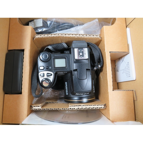 595 - Nikon Coolpix 3700 with original box and ancillaries plus other Nikon and Olympus Cameras. Sigma 100... 