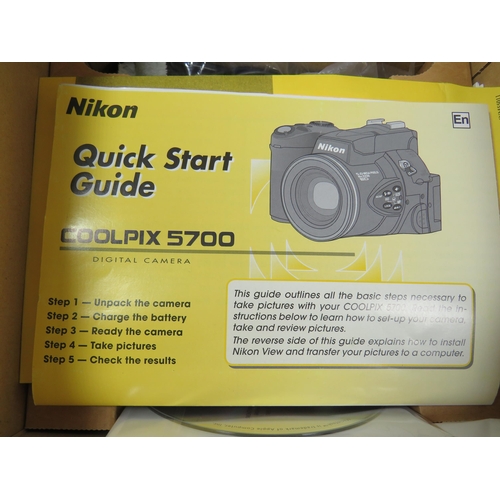 595 - Nikon Coolpix 3700 with original box and ancillaries plus other Nikon and Olympus Cameras. Sigma 100... 