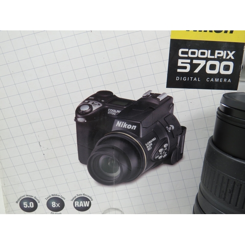 595 - Nikon Coolpix 3700 with original box and ancillaries plus other Nikon and Olympus Cameras. Sigma 100... 