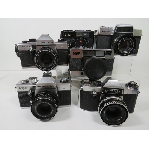 599 - Selection of Cameras by Fujika, Practika, Vivitar etc. see photos.