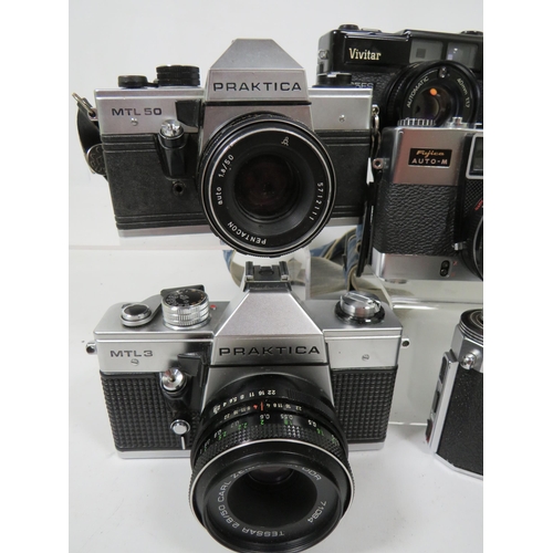 599 - Selection of Cameras by Fujika, Practika, Vivitar etc. see photos.