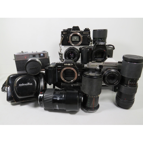 601 - Selection of Cameras and Lens by various makers including Minolta. See photos.