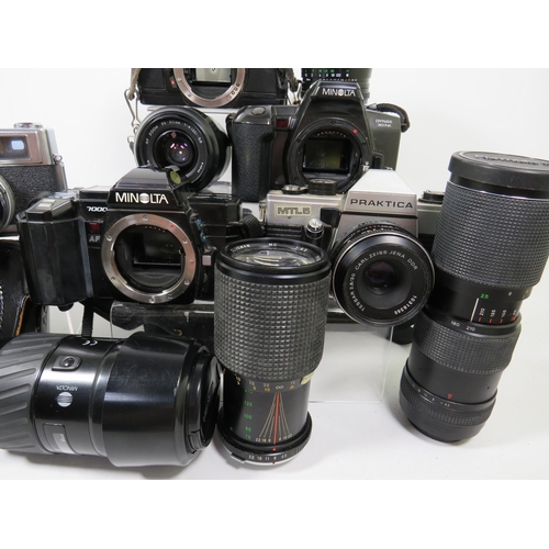 601 - Selection of Cameras and Lens by various makers including Minolta. See photos.