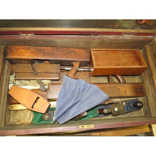 1139 - Vintage Pine Box full of Carpenters tools etc. see photos.