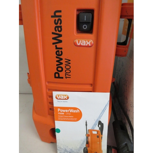 1140 - Vax Powerwash 1700 watt Pressure washer with box and instructions. See photos.