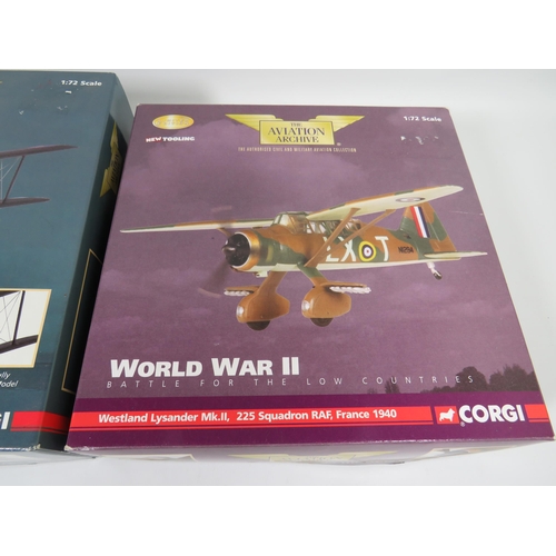 988 - Two Corgi Die cast 1:72 Scale Models from the Aviation Archive collection. Lysander MkII plus a Fair... 