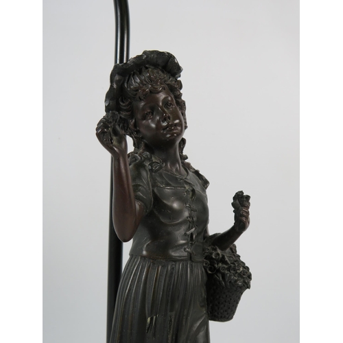 612 - Crosa figural lamp with glass shade, 22.5