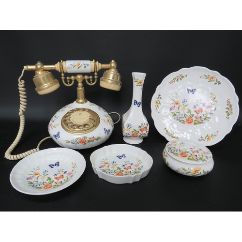 619 - Selection of Aynsley china in the Cottage garden pattern including a telephone.