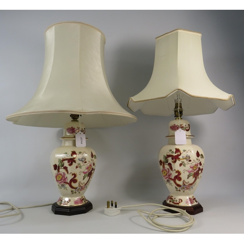 633 - Two large Masons Mandalay Red large table lamps.