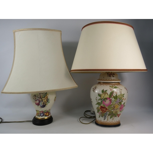 634 - Two Large table lamps decorated with fruit patterns.