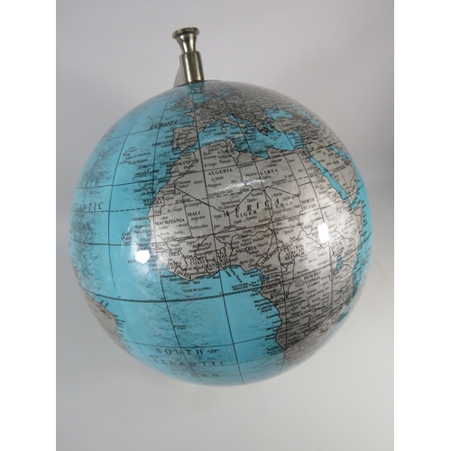 635 - Large world globe on a chrome base, 17.5