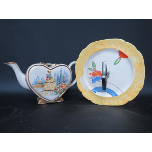 645 - Lingard Webster teapot plus a art deco two tier cake stand.