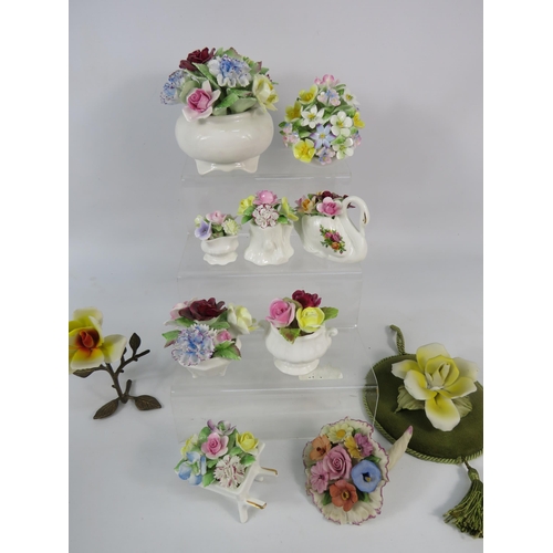 650 - Various china flower posies by Royal Doulton, Capodimonte, Coalport etc.