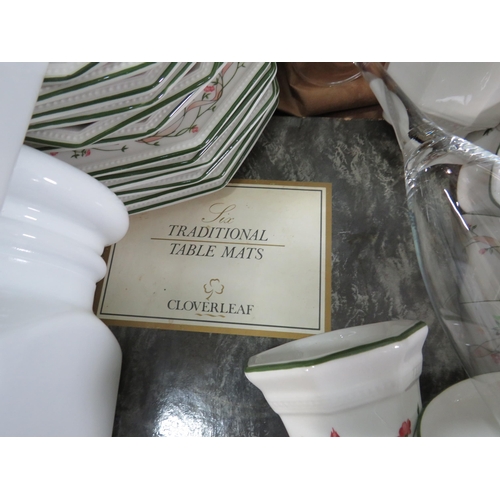 687 - 38 Pieces of Johnsons Eternal Beau dinnerware plus matching place mats.