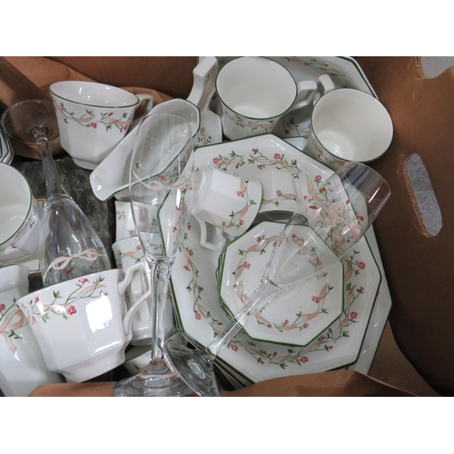 687 - 38 Pieces of Johnsons Eternal Beau dinnerware plus matching place mats.