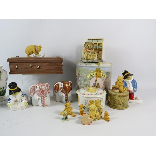 707 - Border fine arts Whinnie the pooh and beatrix potter figurines, Coalport Paddington bear figurines e... 