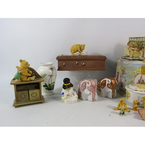 707 - Border fine arts Whinnie the pooh and beatrix potter figurines, Coalport Paddington bear figurines e... 