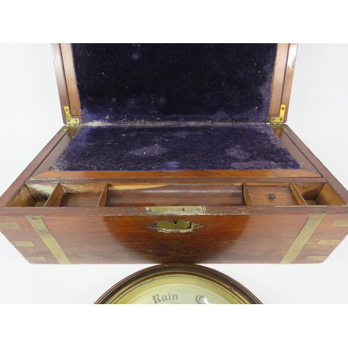 724 - A brass inlaid vintage wooden writing box in need of tlc 17