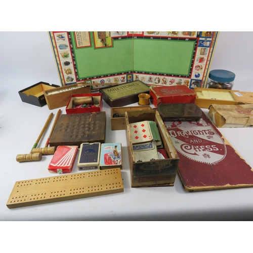 744 - Large selection of vintage board games, dominoes, chess sets, cards etc.