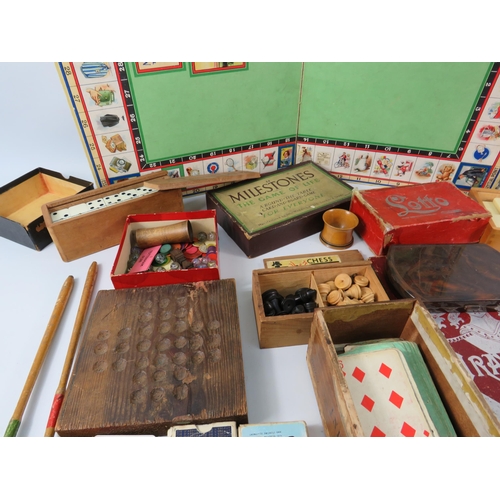 744 - Large selection of vintage board games, dominoes, chess sets, cards etc.