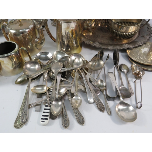 749 - Large selection of various silver plated items teasets, tray, cutlery etc.