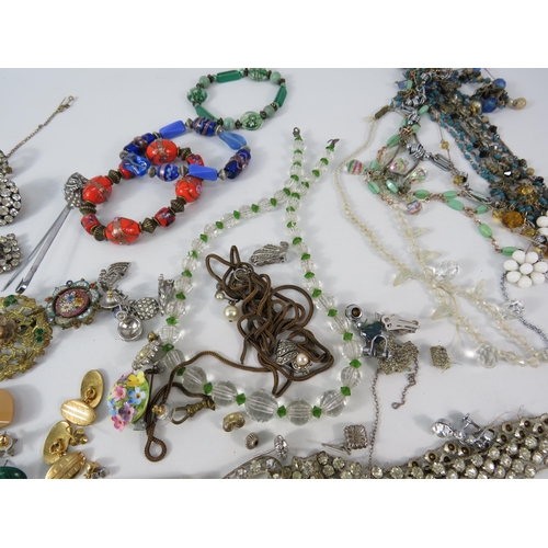 768 - Selection of vintage costume jewellery including murano glass bracelets, art deco necklaces etc.