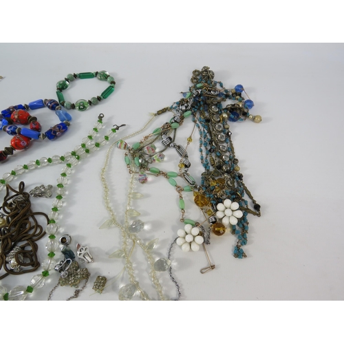 768 - Selection of vintage costume jewellery including murano glass bracelets, art deco necklaces etc.