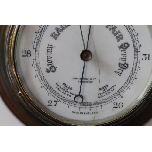 922 - Wall mounted Barometer by Black & Co plus a Brass ships type clock. See photos.