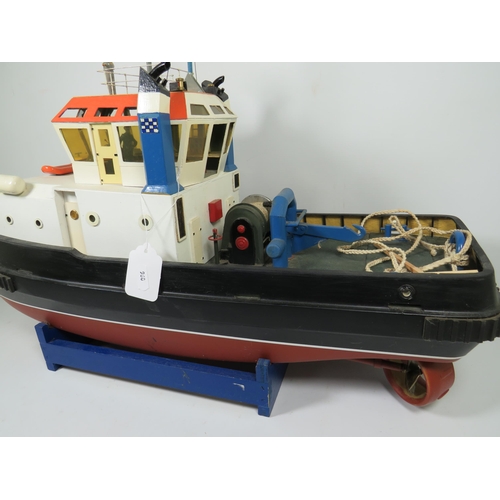 960 - Hand Made Model of a Tug boat which measures approx 29 inches long x 9 inches wide, 18 inches tall. ... 