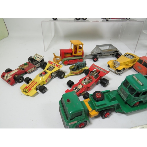 968 - Good Selection of Old Playworn die cast metal vehichles by Corgi, Matchbox & Dinky. James Bond 2000G... 