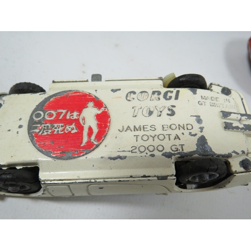 968 - Good Selection of Old Playworn die cast metal vehichles by Corgi, Matchbox & Dinky. James Bond 2000G... 