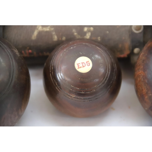 878 - Set of Crown Green Bowls with carry case. See photos.