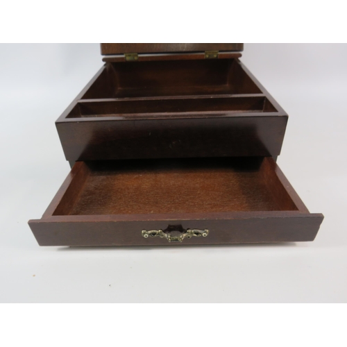 811 - Small dark wood table top writing slope/desk 13.5