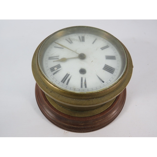 814 - Brass ships clock, for spares or repair.