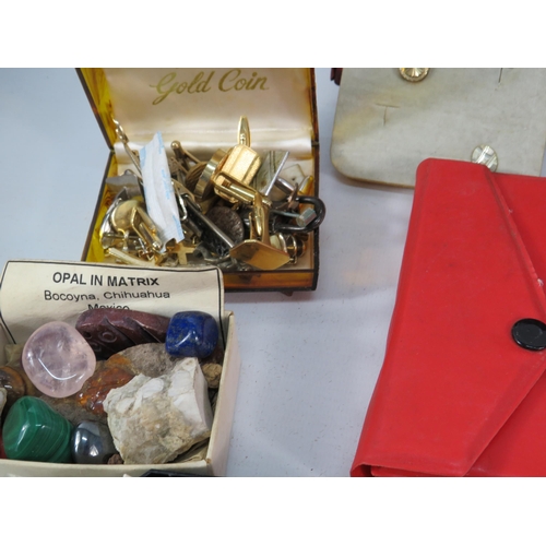 817 - Mixed collectables lot to include lighter, enamel badges, cufflinks etc.