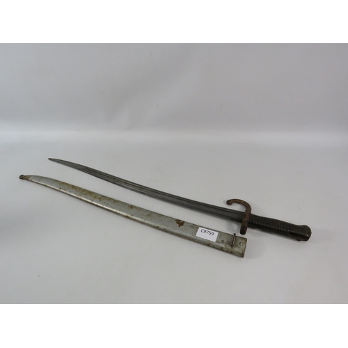 829 - French Chassepot bayonet sword with scabbard.