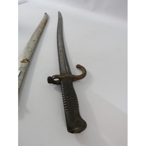 829 - French Chassepot bayonet sword with scabbard.