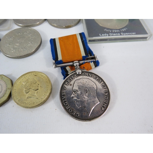 833 - WW1 medal awarded to 34526 Pte C Sharpe of the York Regt, various cupro nickle coins etc and various... 